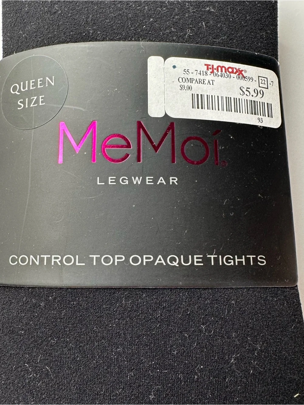 MeMoi Women’s Control Top Opaque Tights – Black (Queen Size)